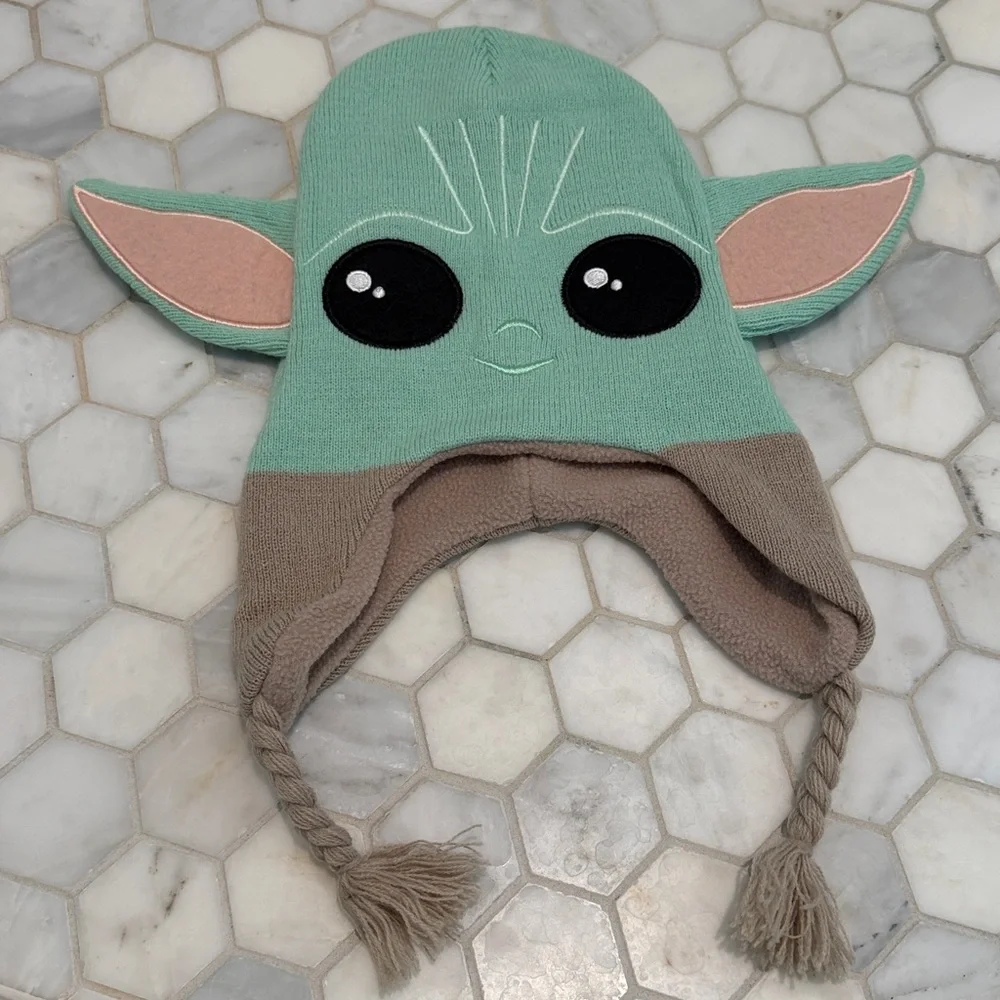 Disney Star Wars Baby Yoda Grogu Laplander Knit Beanie Hat Youth OS